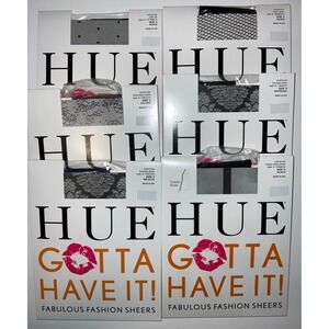 NIP Lot 6 Pairs HUE Gotta Have It! Fashion Sheers Control Top Pantyhose Size 0